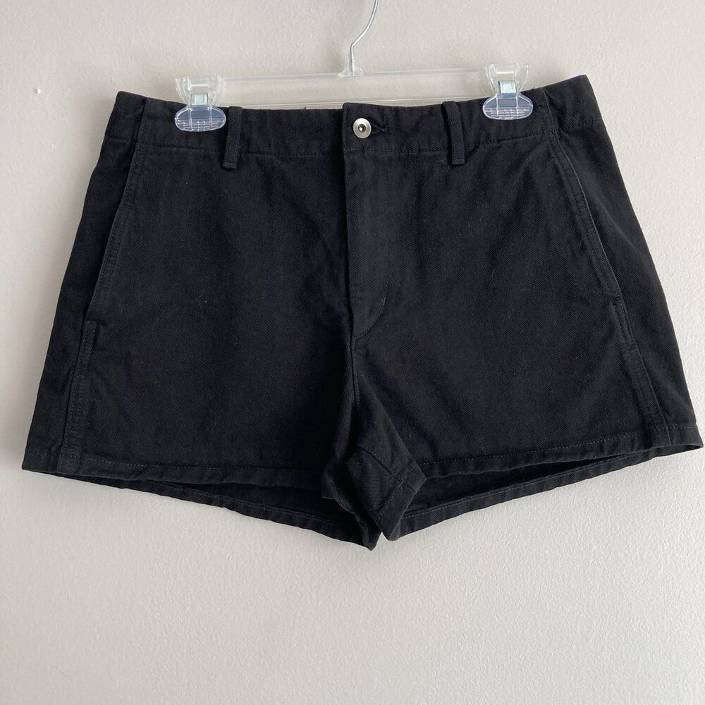 Uniqlo Womens Shorts 29 Waist Black Jean Denim High Waist Boyfriend Classic
